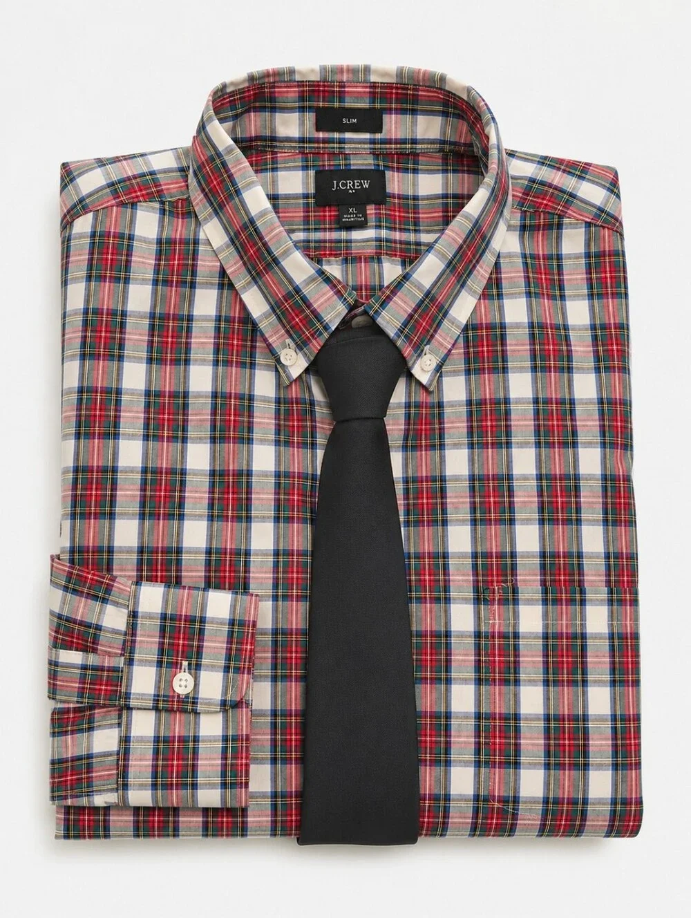 J.CREW Slim Tartan Plaid Shirt Button Down Unisex Poplin Blue Red White Green
